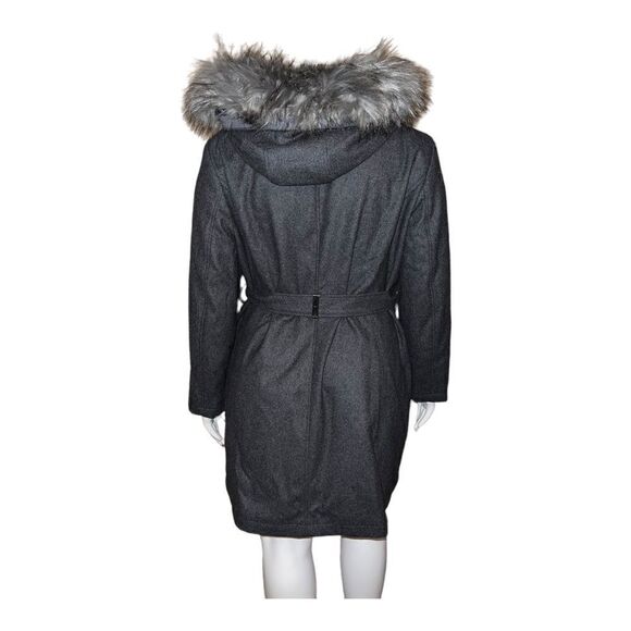 Tommy Hilfiger Plus Size Faux-Fur Hooded Medium Heather Grey Wool Coat 2X NWT - Picture 3 of 9
